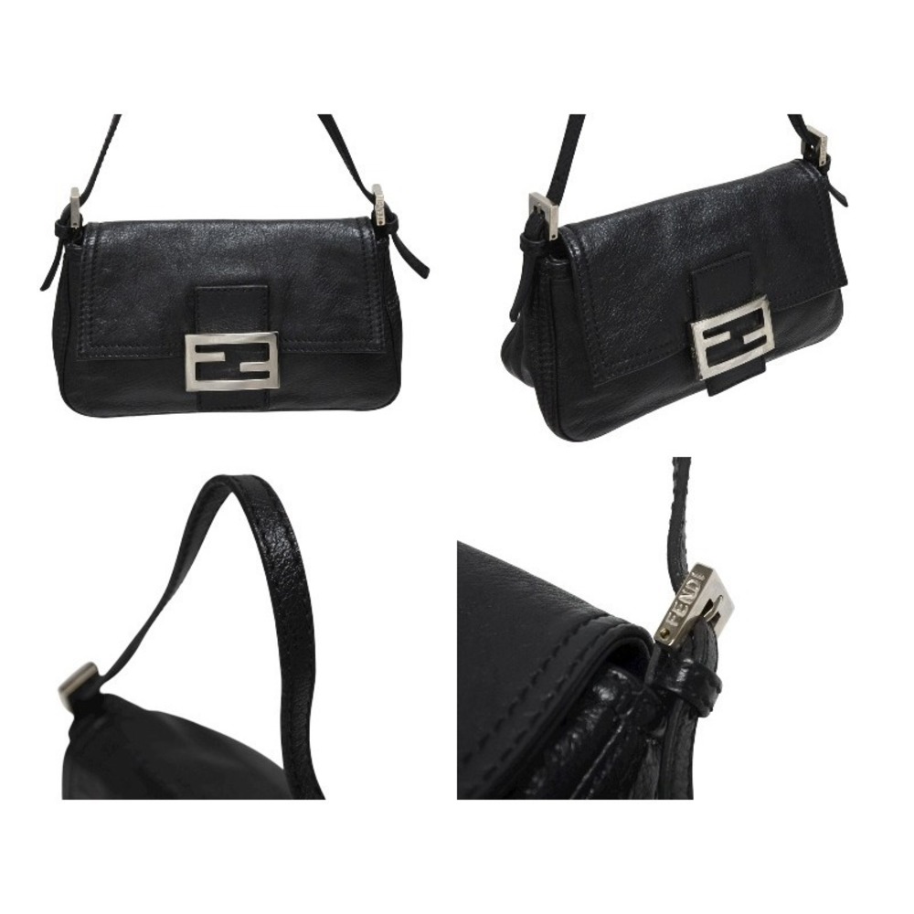 FENDI Mamma Bucket One Shoulder Hobo Bag Black Leather - Picture 3 of 8